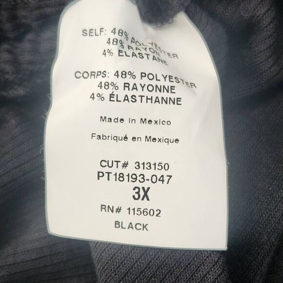 Lush Black Ribbed Knit Top with Drawstring Ruching Size 3X Plus Size Black Top - Picture 7 of 9